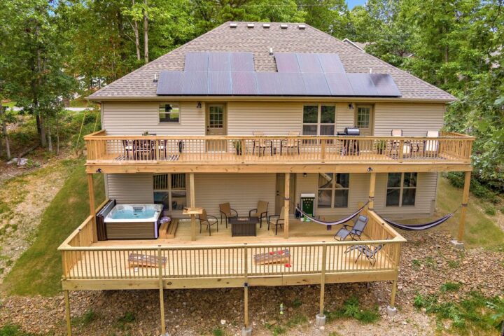 Spacious 4BR Bella Vista vacation rental with large decks and outdoor amenities near Back 40 Trails.